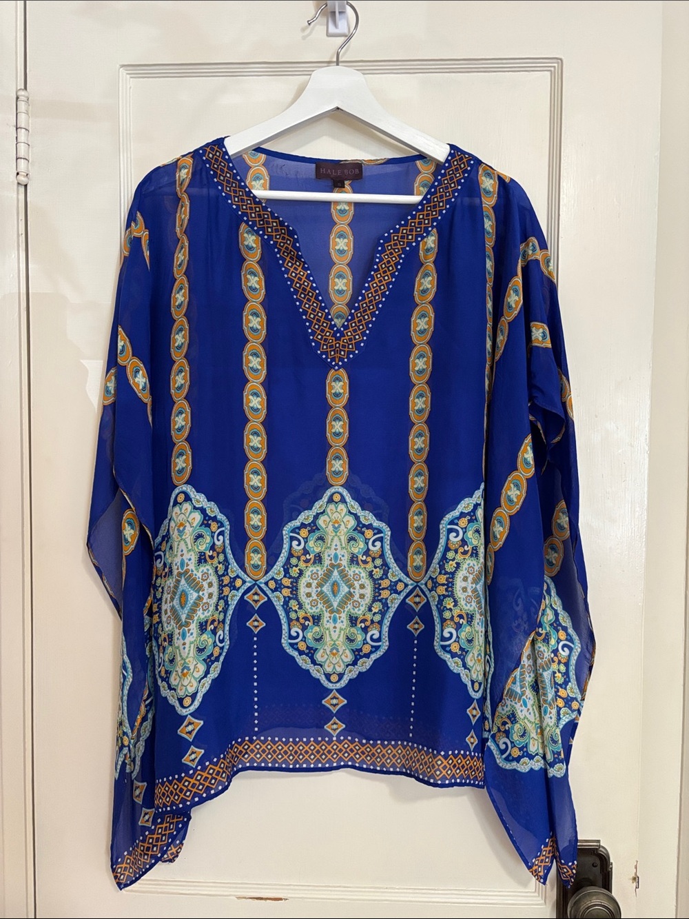 Hale Bob Royal Blue Tunic with Orange Accents